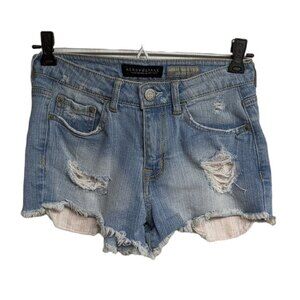 Aeropostale Shorts Women Size 0 High Waisted Shorty Denim Distressed Ripped Sz 0